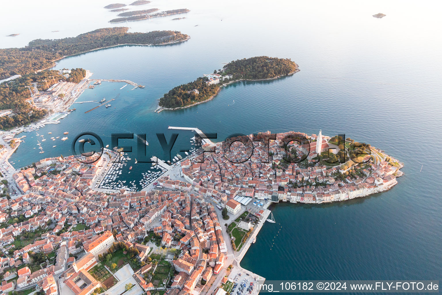 Rovinj in the state Gespanschaft Istrien, Croatia viewn from the air