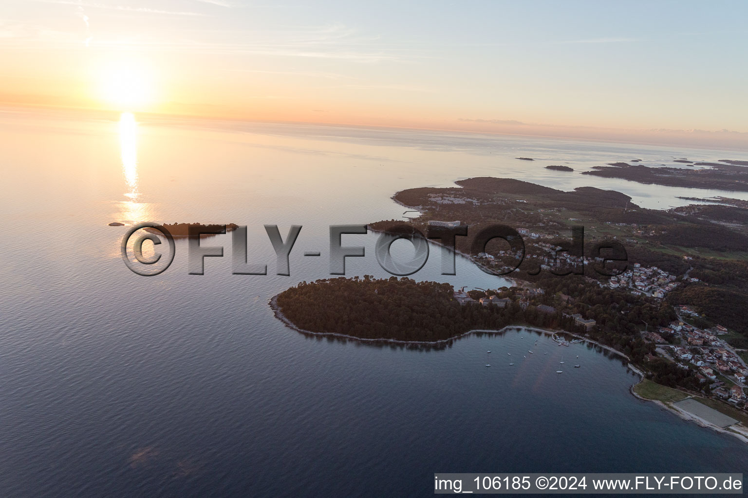 Rovinj in the state Gespanschaft Istrien, Croatia from the drone perspective