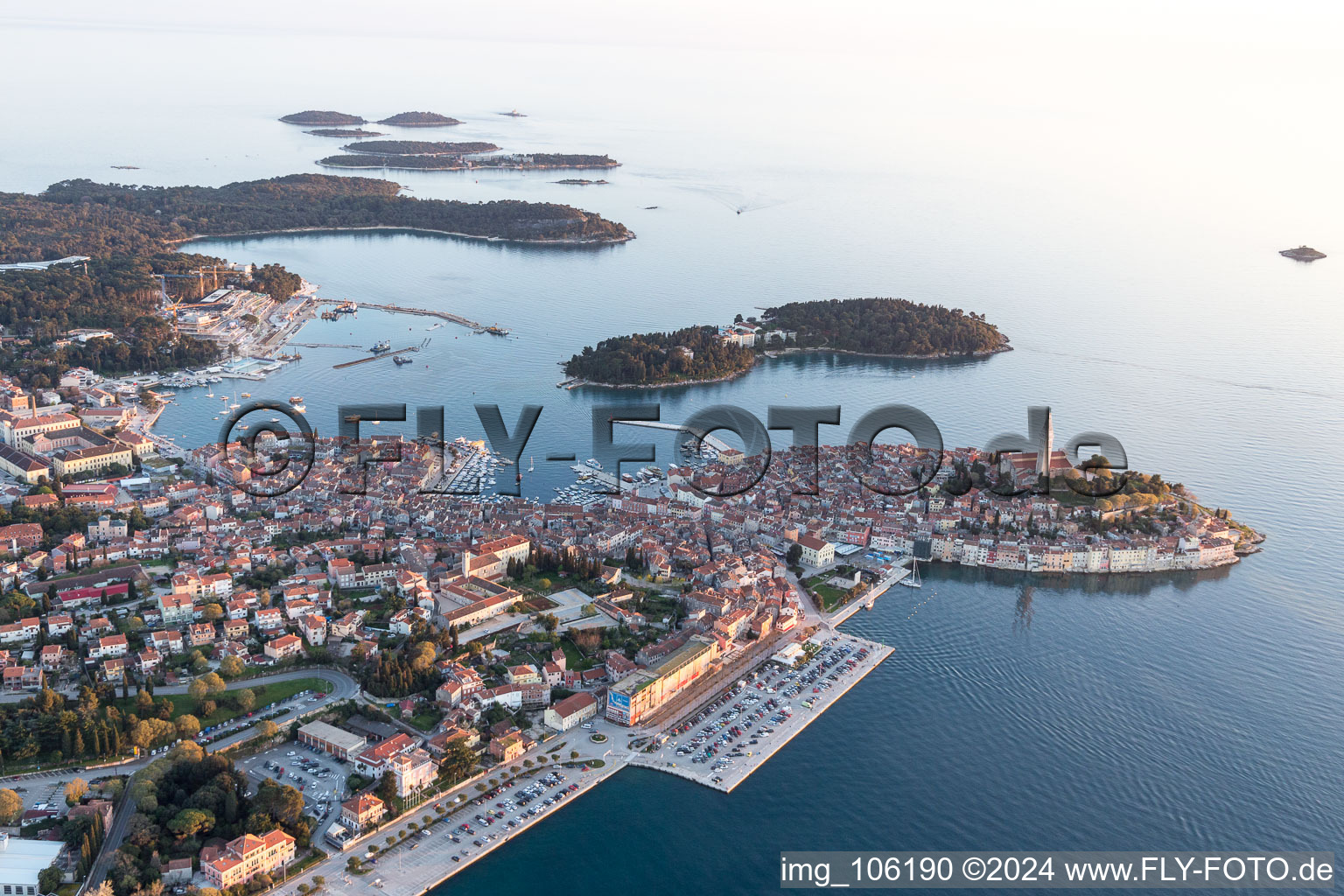 Rovinj in the state Gespanschaft Istrien, Croatia from above