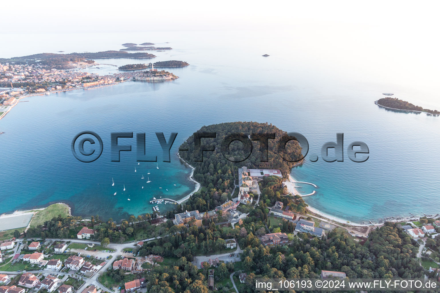 Rovinj in the state Gespanschaft Istrien, Croatia from the plane