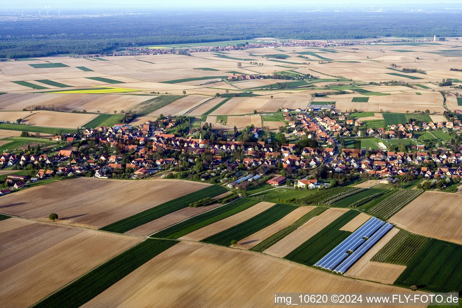 Bird's eye view of Seebach in the state Bas-Rhin, France