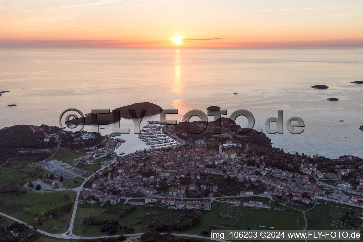 Vrsar in the state Gespanschaft Istrien, Croatia from above