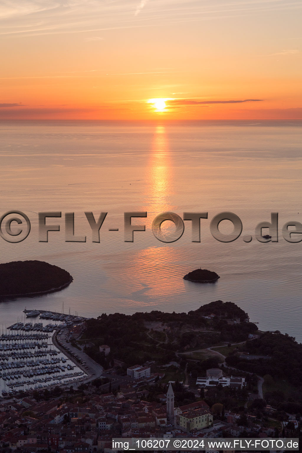 Vrsar in the state Gespanschaft Istrien, Croatia seen from above