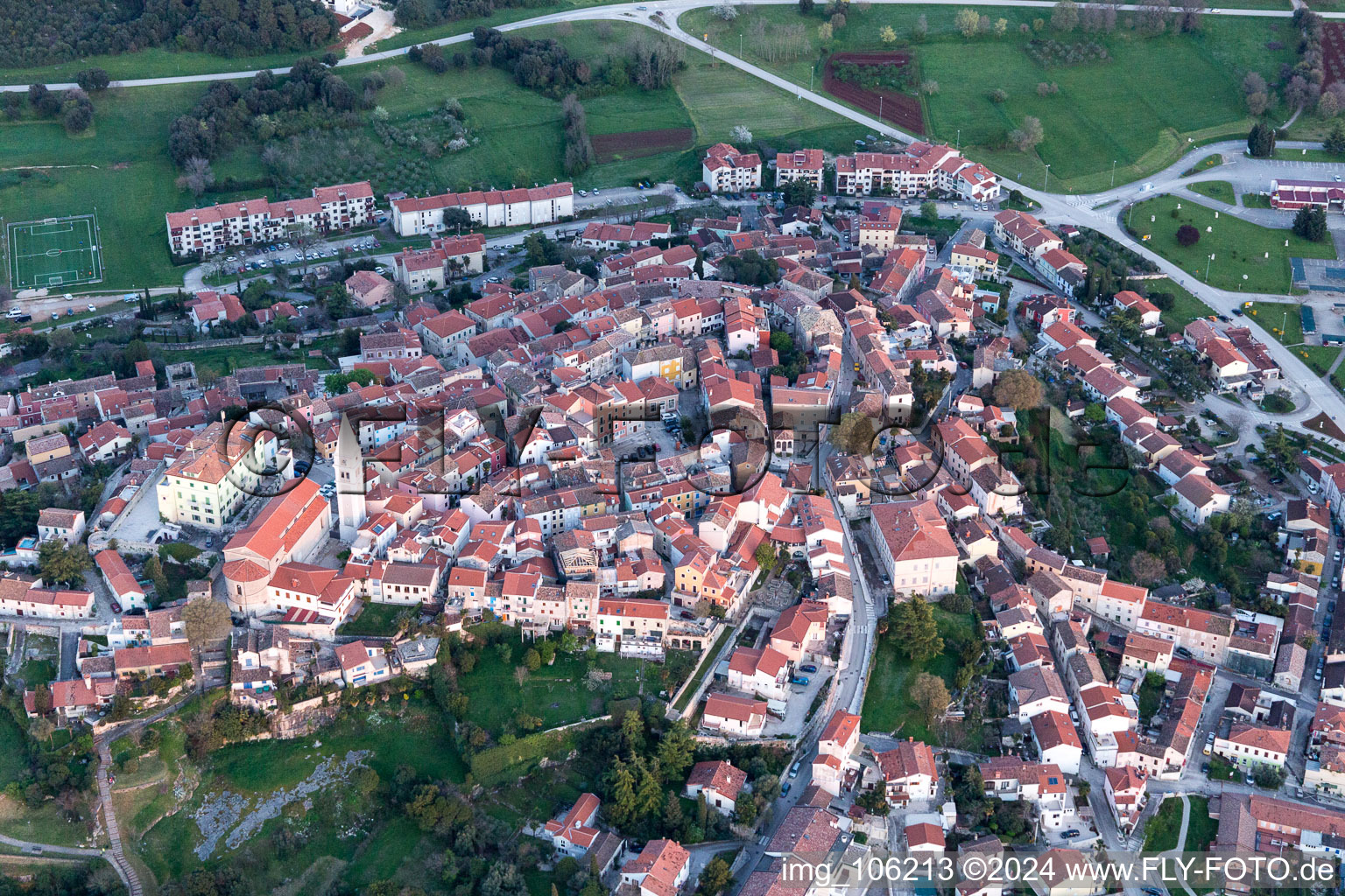 Vrsar in the state Gespanschaft Istrien, Croatia from the plane