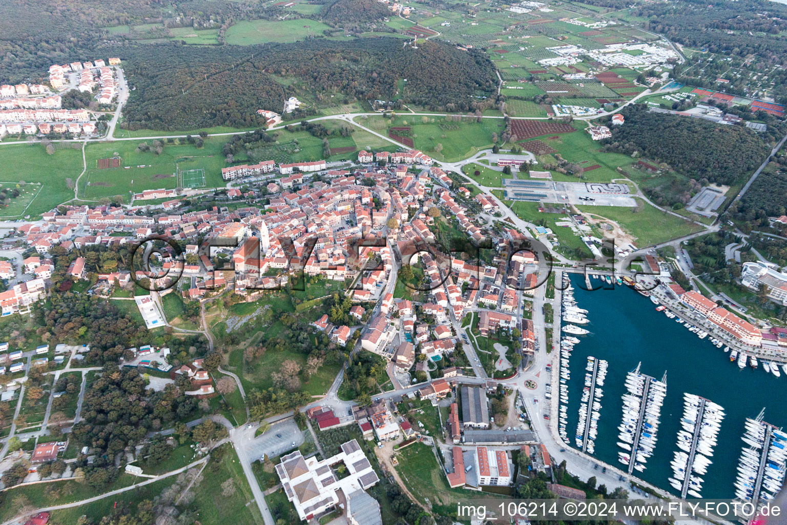 Bird's eye view of Vrsar in the state Gespanschaft Istrien, Croatia