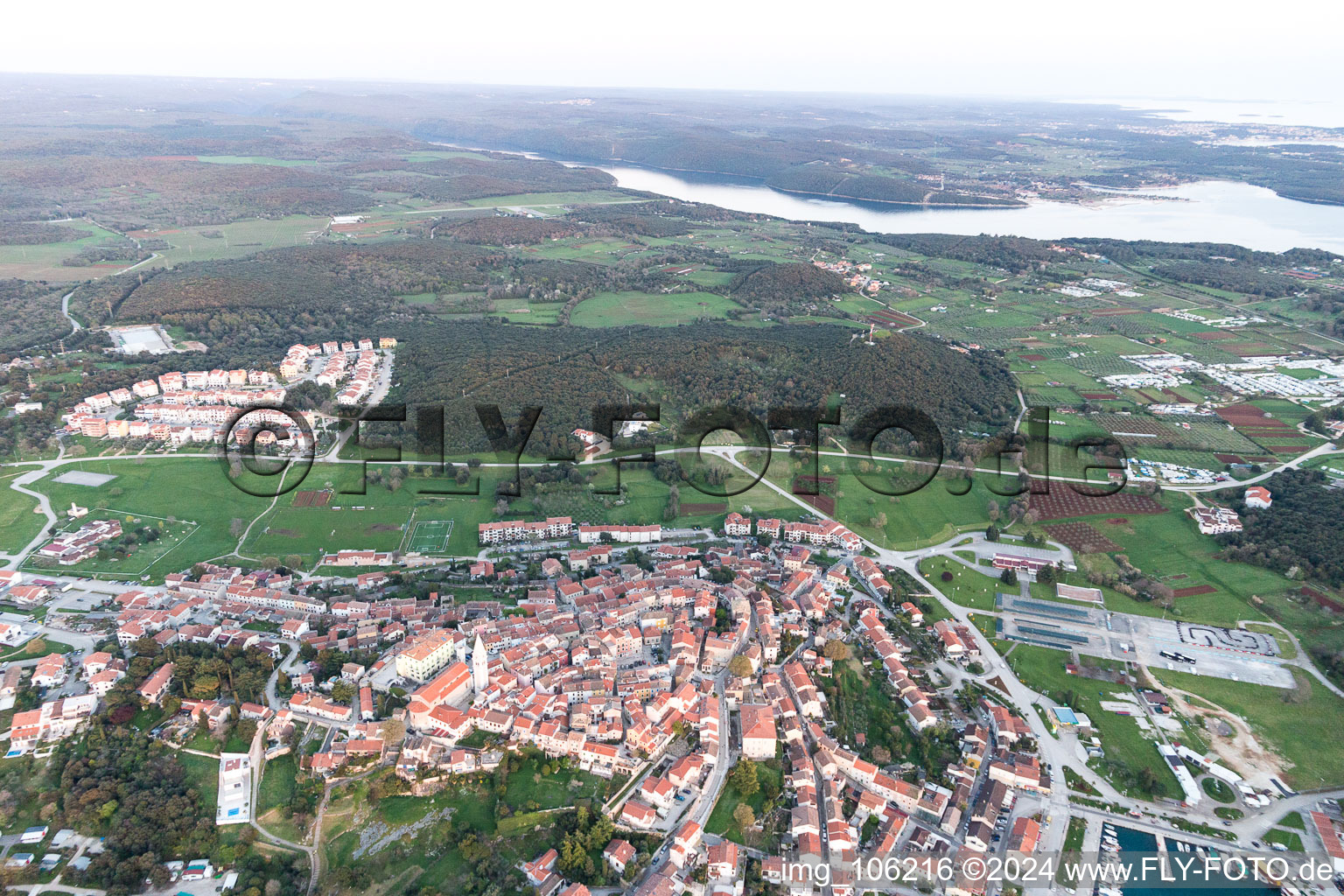 Vrsar in the state Gespanschaft Istrien, Croatia viewn from the air