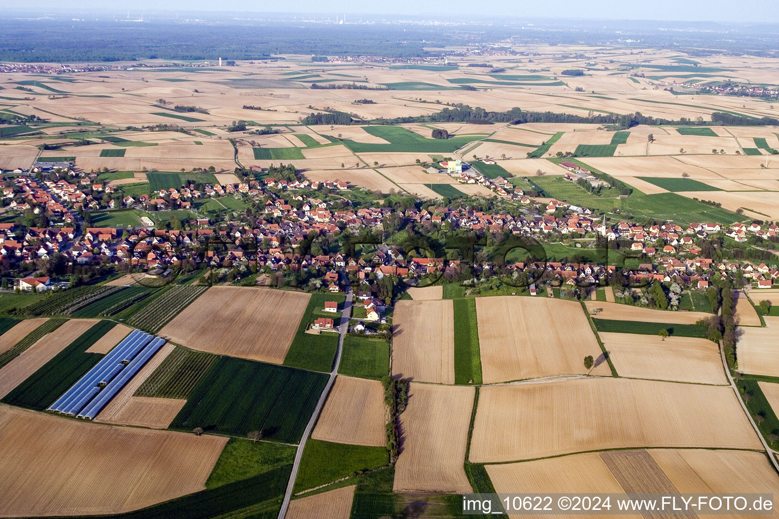 Seebach in the state Bas-Rhin, France viewn from the air