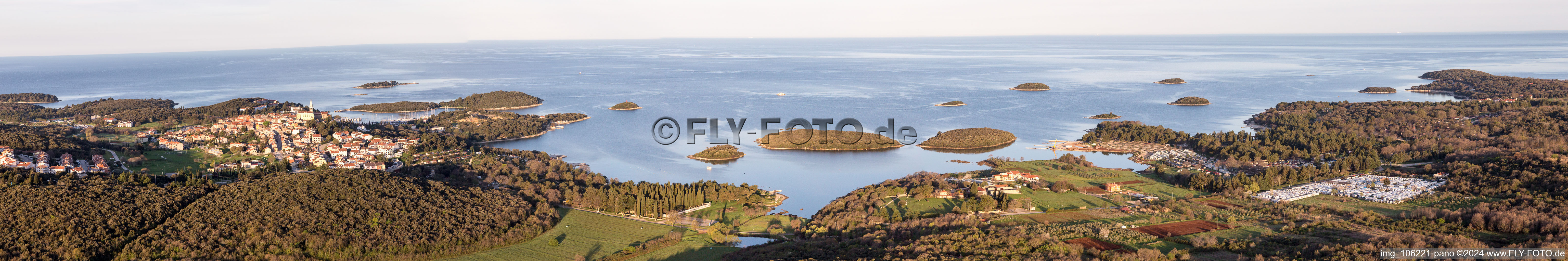 Aerial view of Panorama in Vrsar in the state Gespanschaft Istrien, Croatia