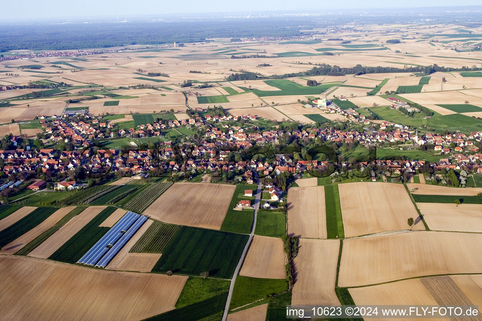 Drone recording of Seebach in the state Bas-Rhin, France