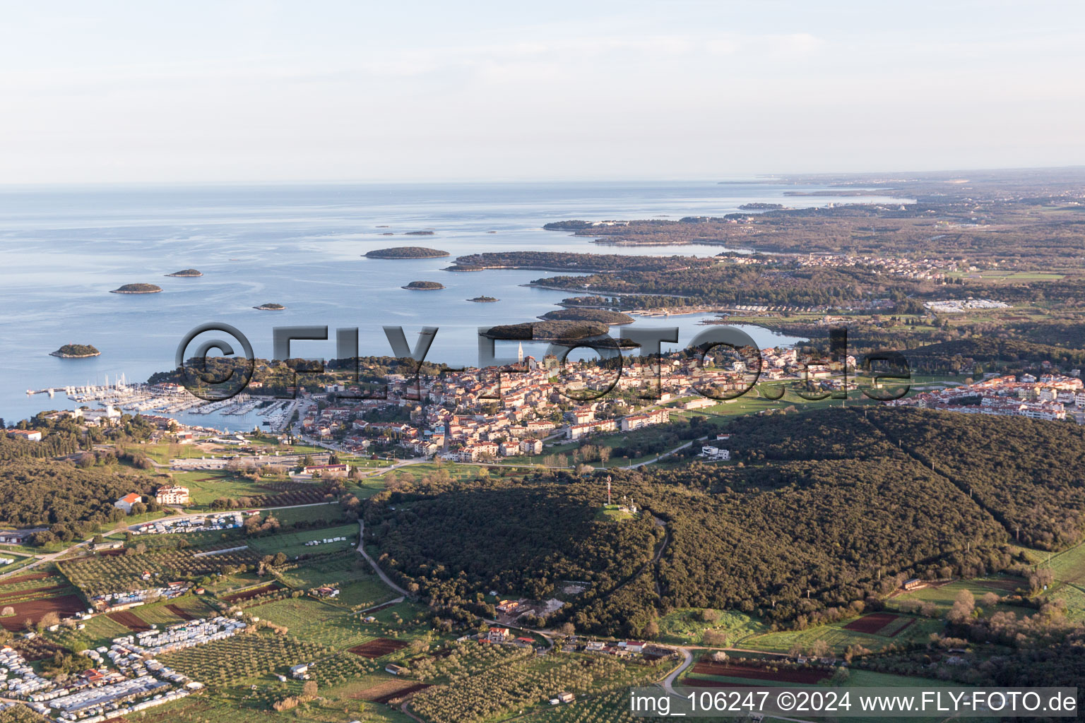 Drone image of Vrsar in the state Gespanschaft Istrien, Croatia