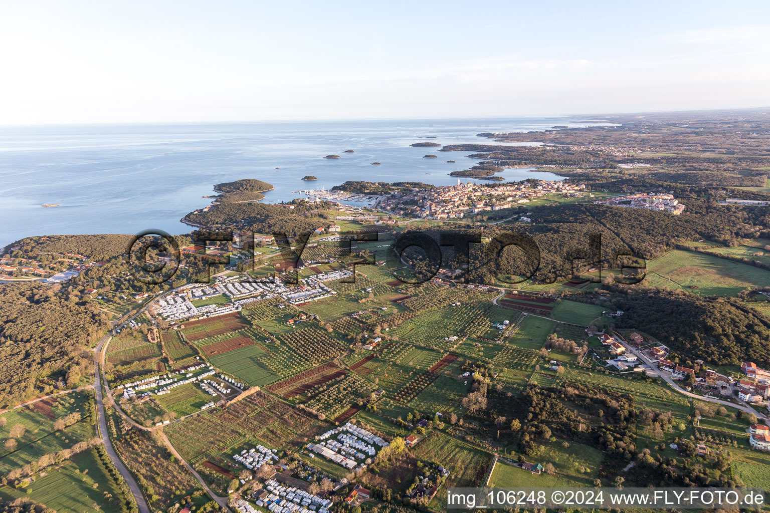 Vrsar in the state Gespanschaft Istrien, Croatia from the drone perspective