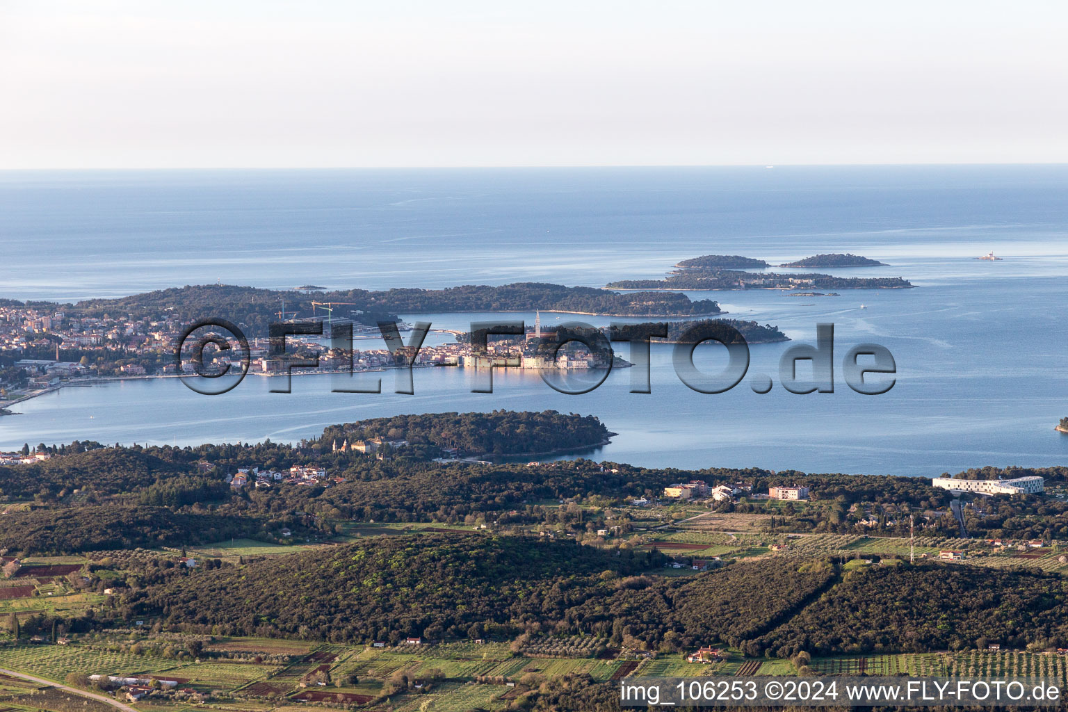 Aerial photograpy of Vrsar in the state Gespanschaft Istrien, Croatia