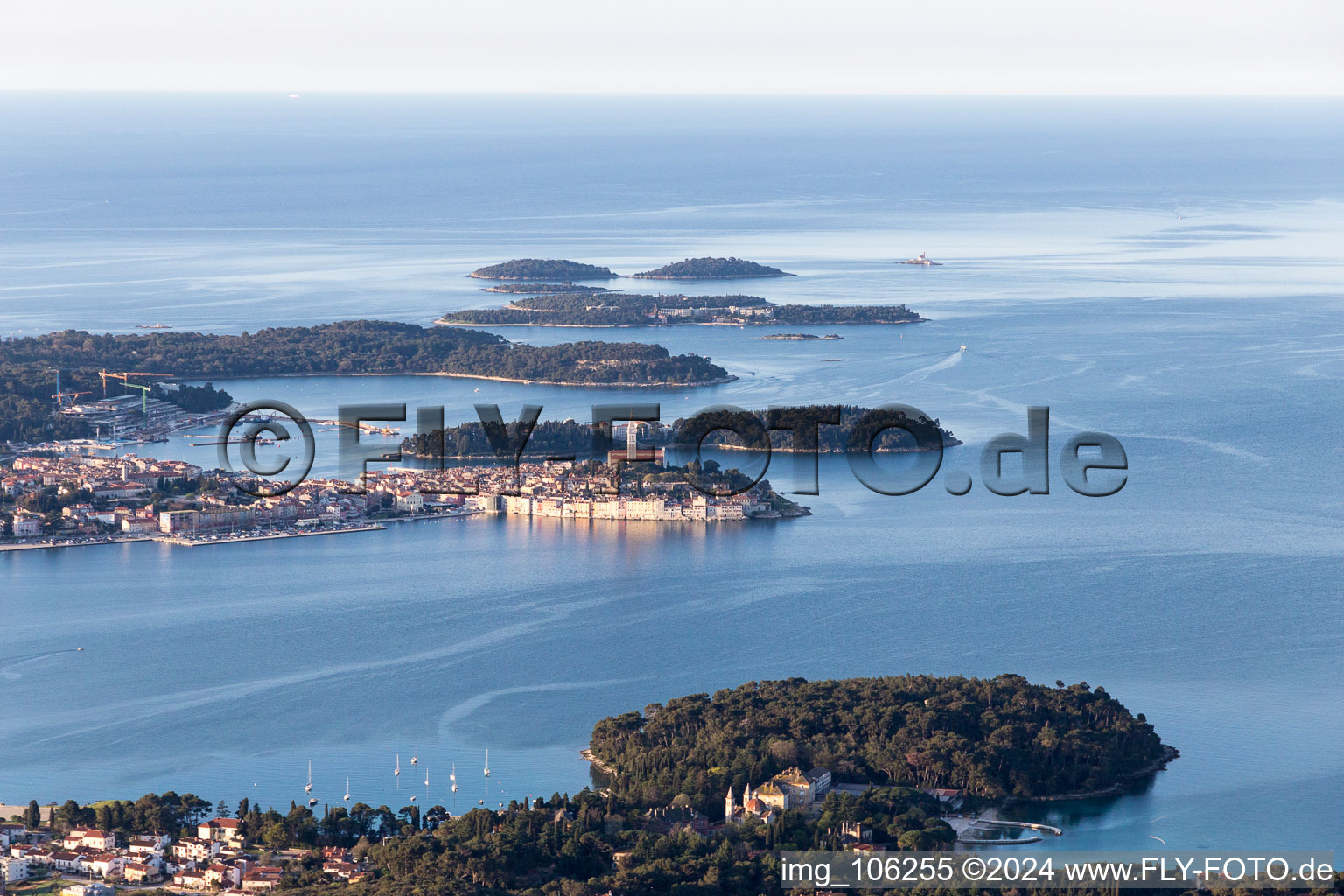 Rovinj in the state Gespanschaft Istrien, Croatia from a drone