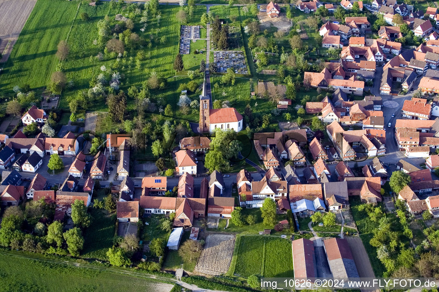 Hunspach in the state Bas-Rhin, France from the plane