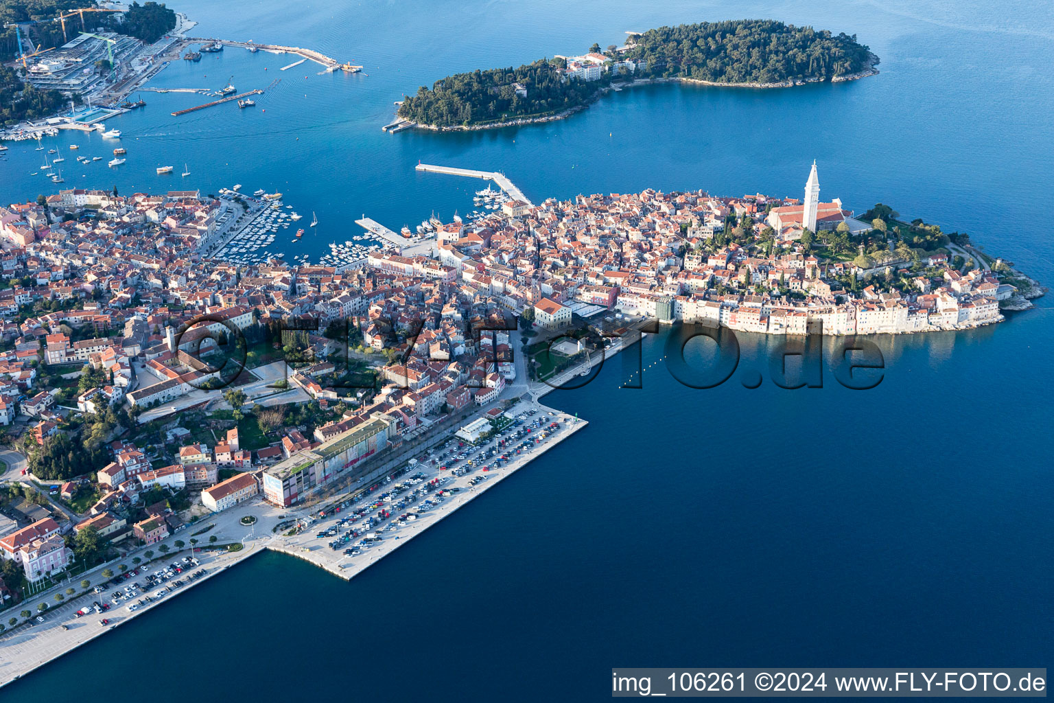 Rovinj in the state Gespanschaft Istrien, Croatia from above