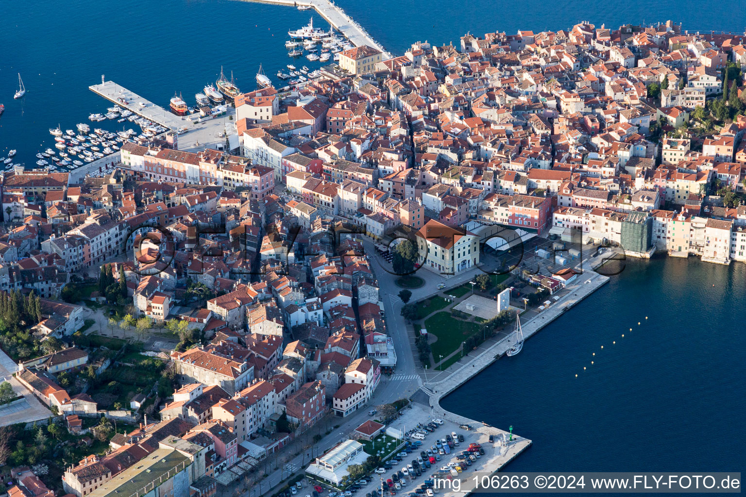 Rovinj in the state Gespanschaft Istrien, Croatia seen from above