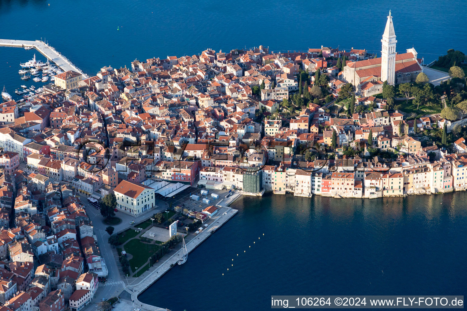 Rovinj in the state Gespanschaft Istrien, Croatia from the plane