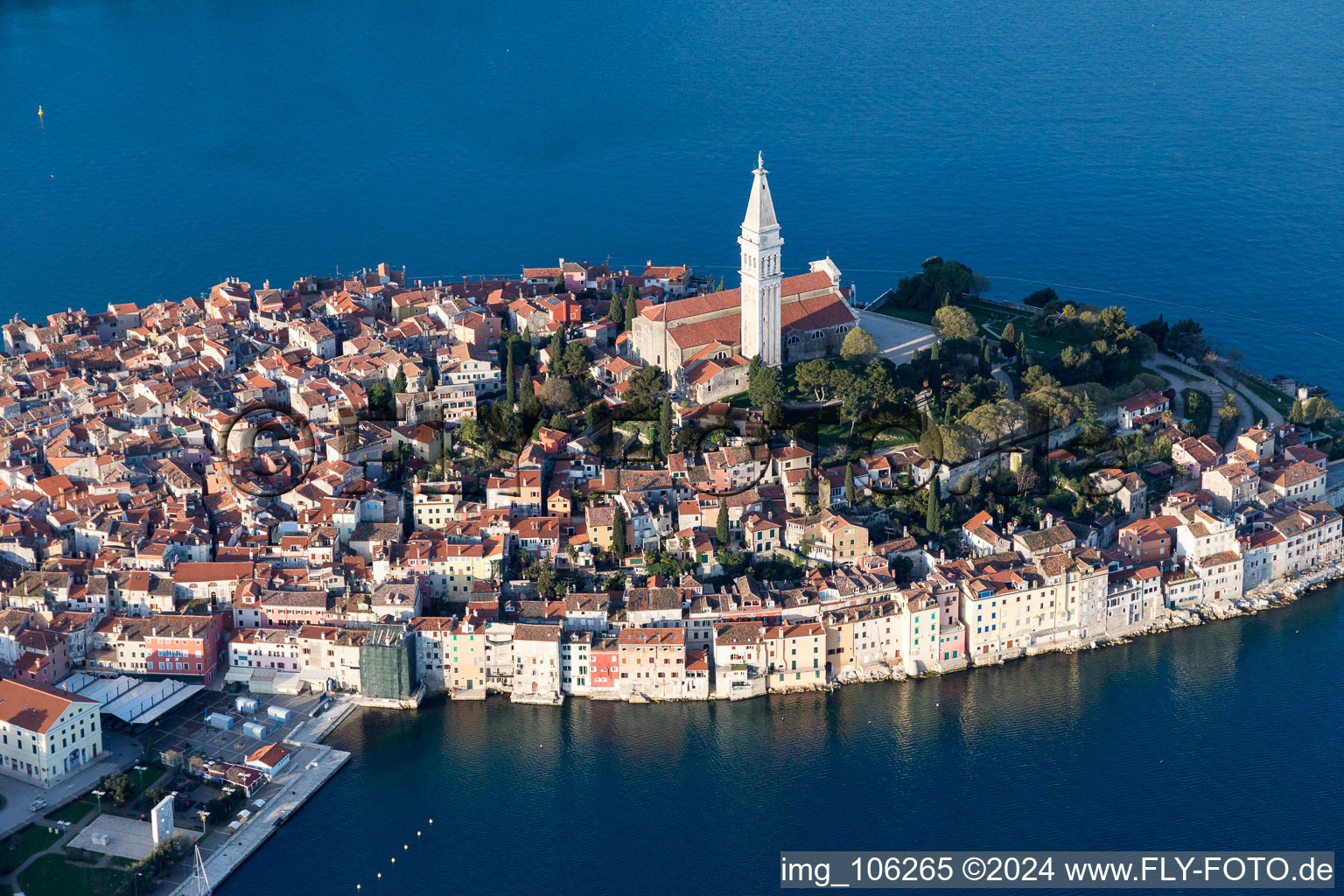 Bird's eye view of Rovinj in the state Gespanschaft Istrien, Croatia