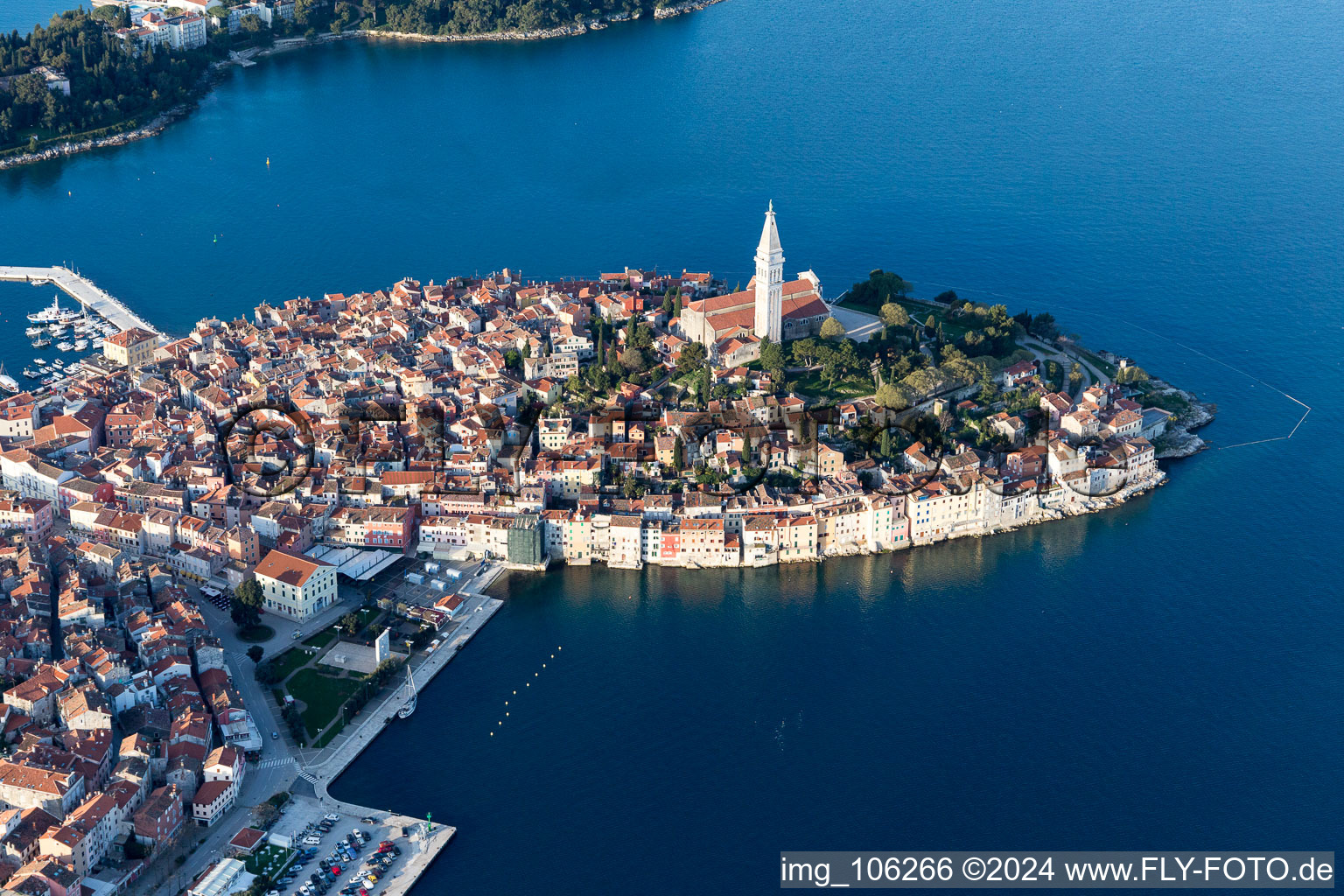 Rovinj in the state Gespanschaft Istrien, Croatia viewn from the air