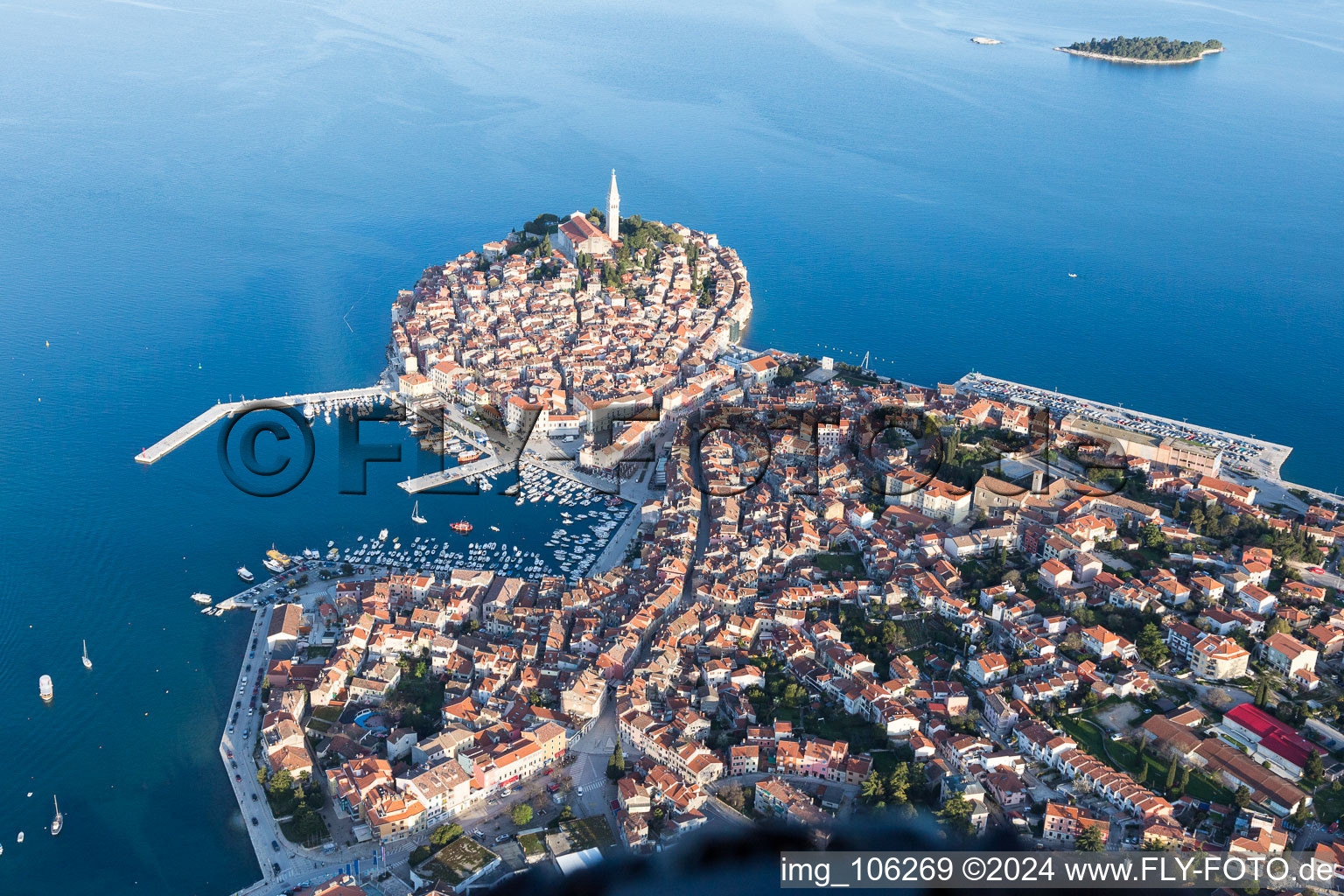 Drone image of Rovinj in the state Gespanschaft Istrien, Croatia