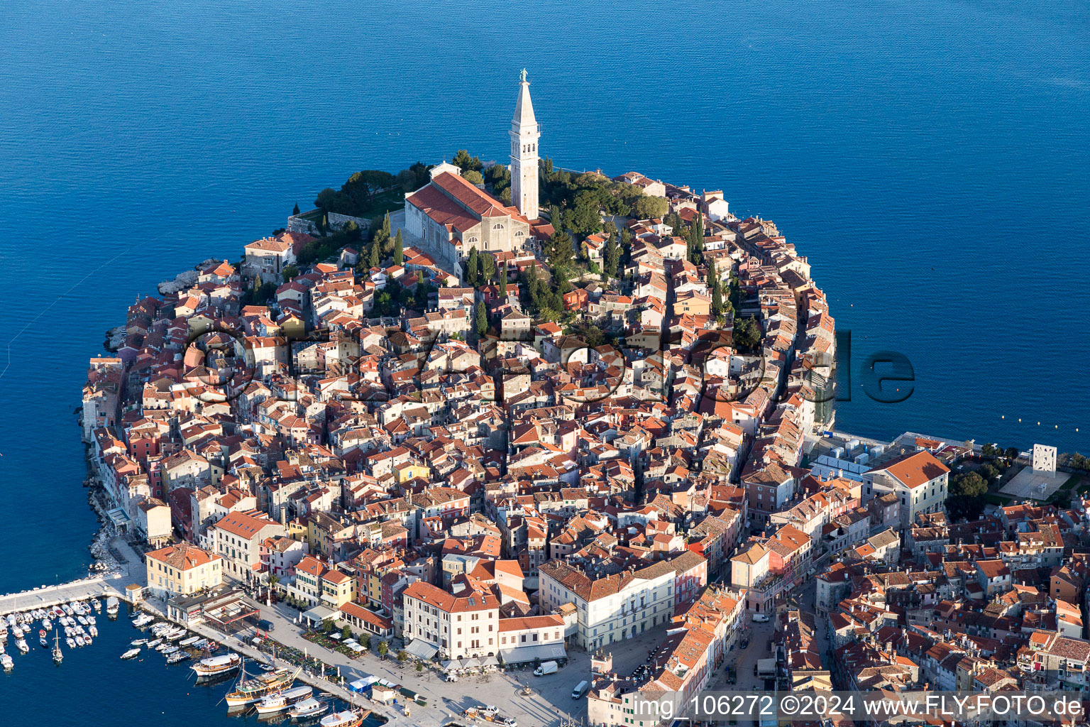 Rovinj in the state Gespanschaft Istrien, Croatia from a drone