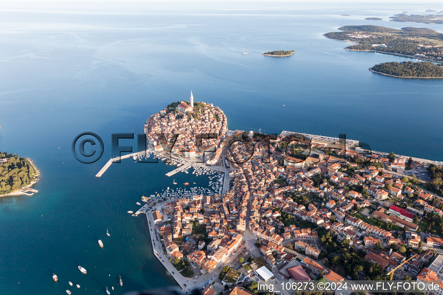 Rovinj in the state Gespanschaft Istrien, Croatia seen from a drone