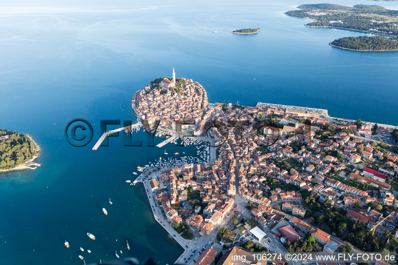 Aerial view of Rovinj in the state Gespanschaft Istrien, Croatia