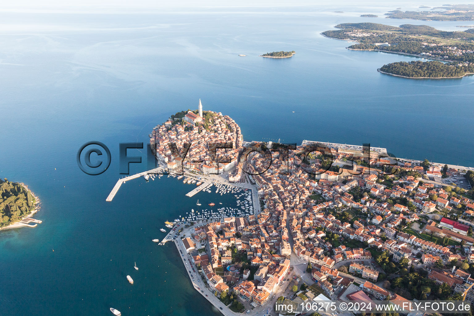 Aerial photograpy of Rovinj in the state Gespanschaft Istrien, Croatia