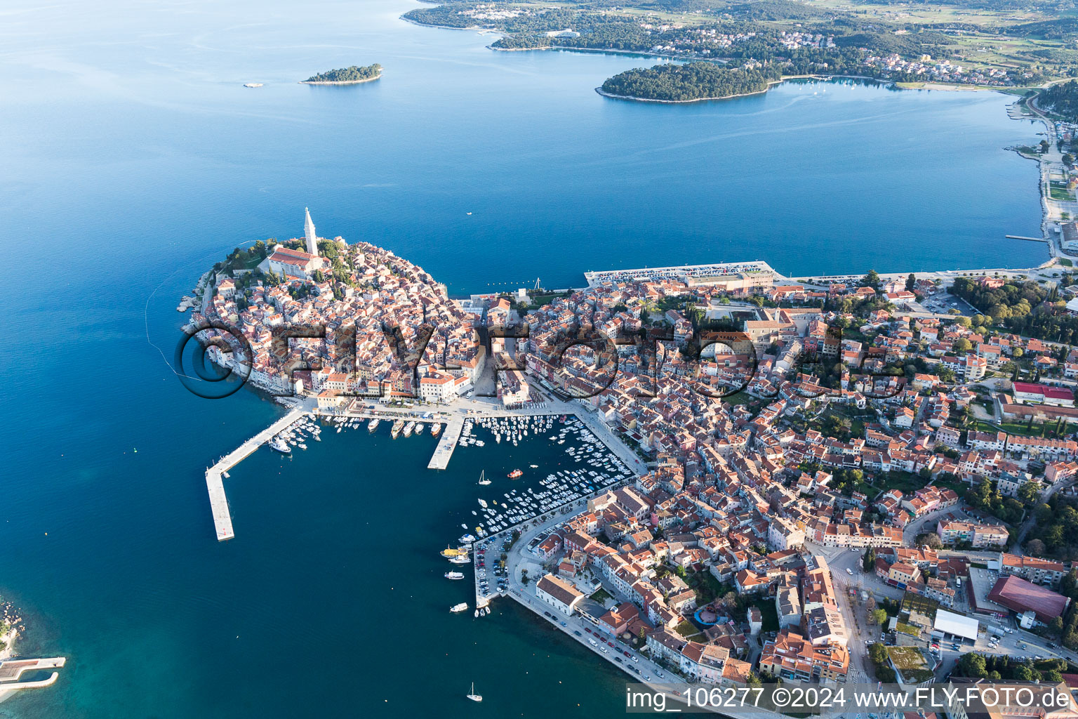 Rovinj in the state Gespanschaft Istrien, Croatia from above