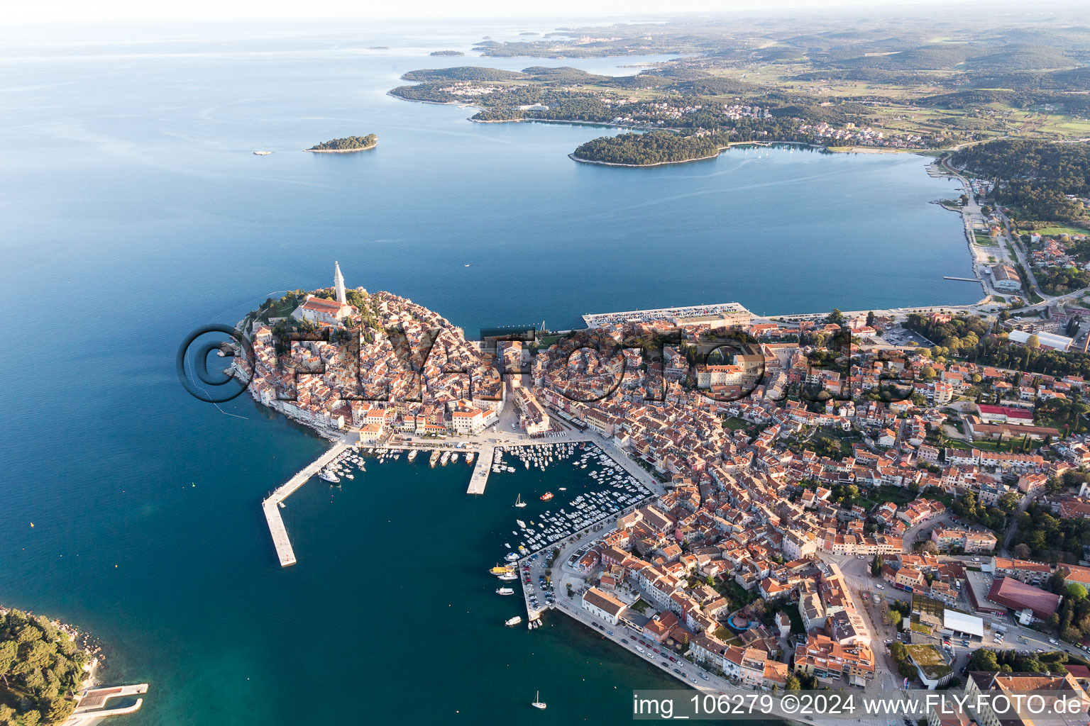 Rovinj in the state Gespanschaft Istrien, Croatia seen from above