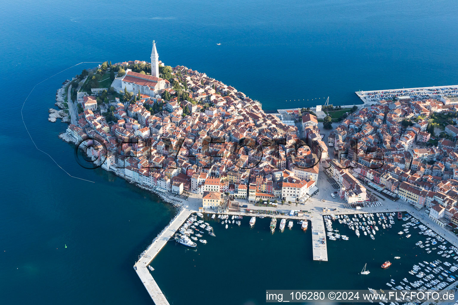 Rovinj in the state Gespanschaft Istrien, Croatia from the plane