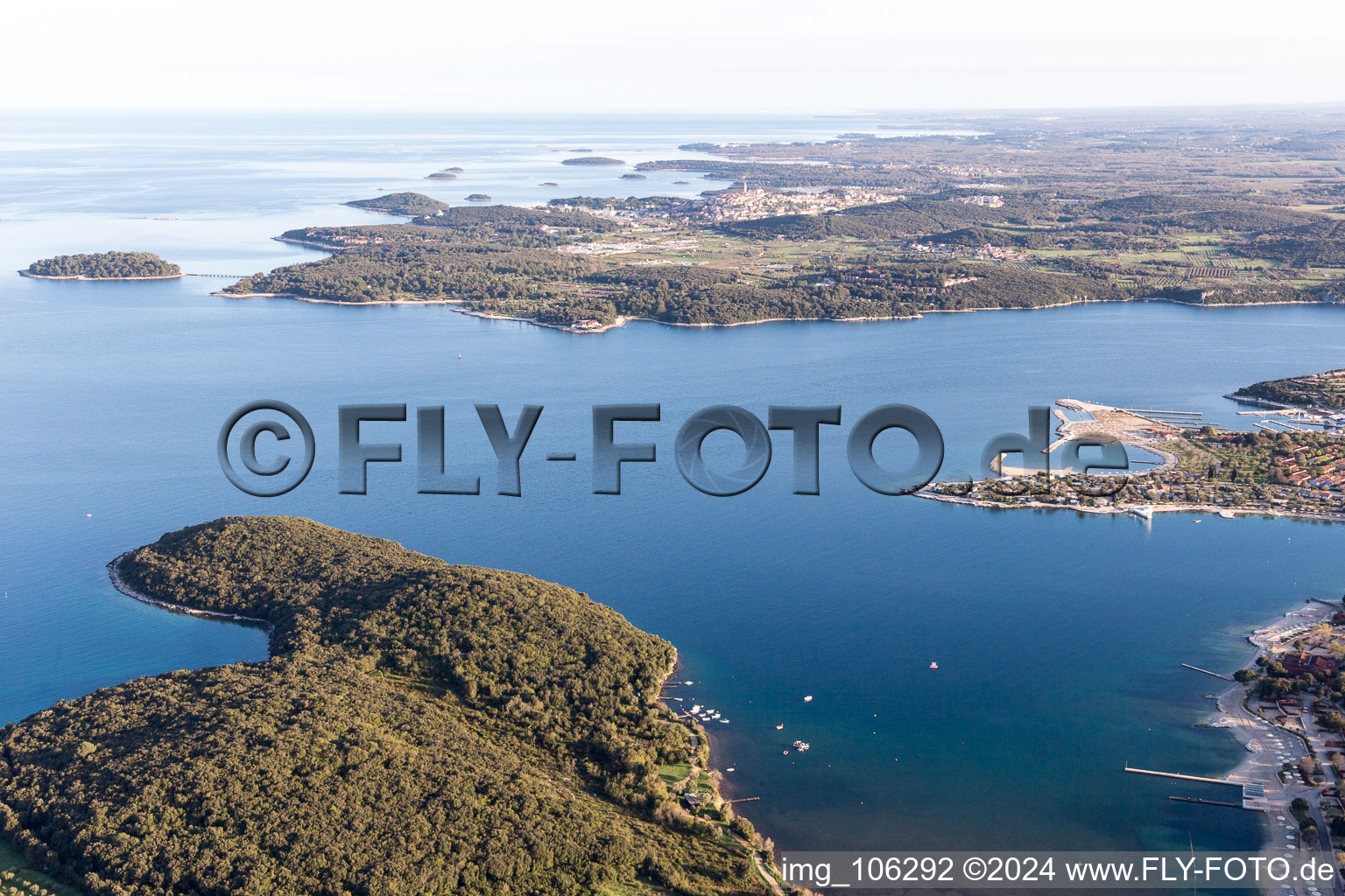 Drone recording of Rovinj in the state Gespanschaft Istrien, Croatia