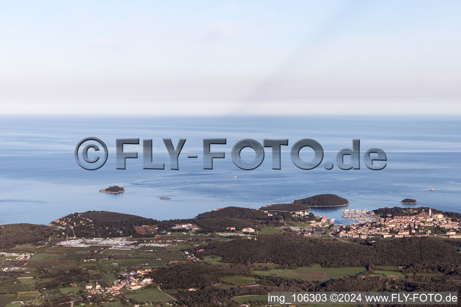 Bird's eye view of Vrsar in the state Gespanschaft Istrien, Croatia