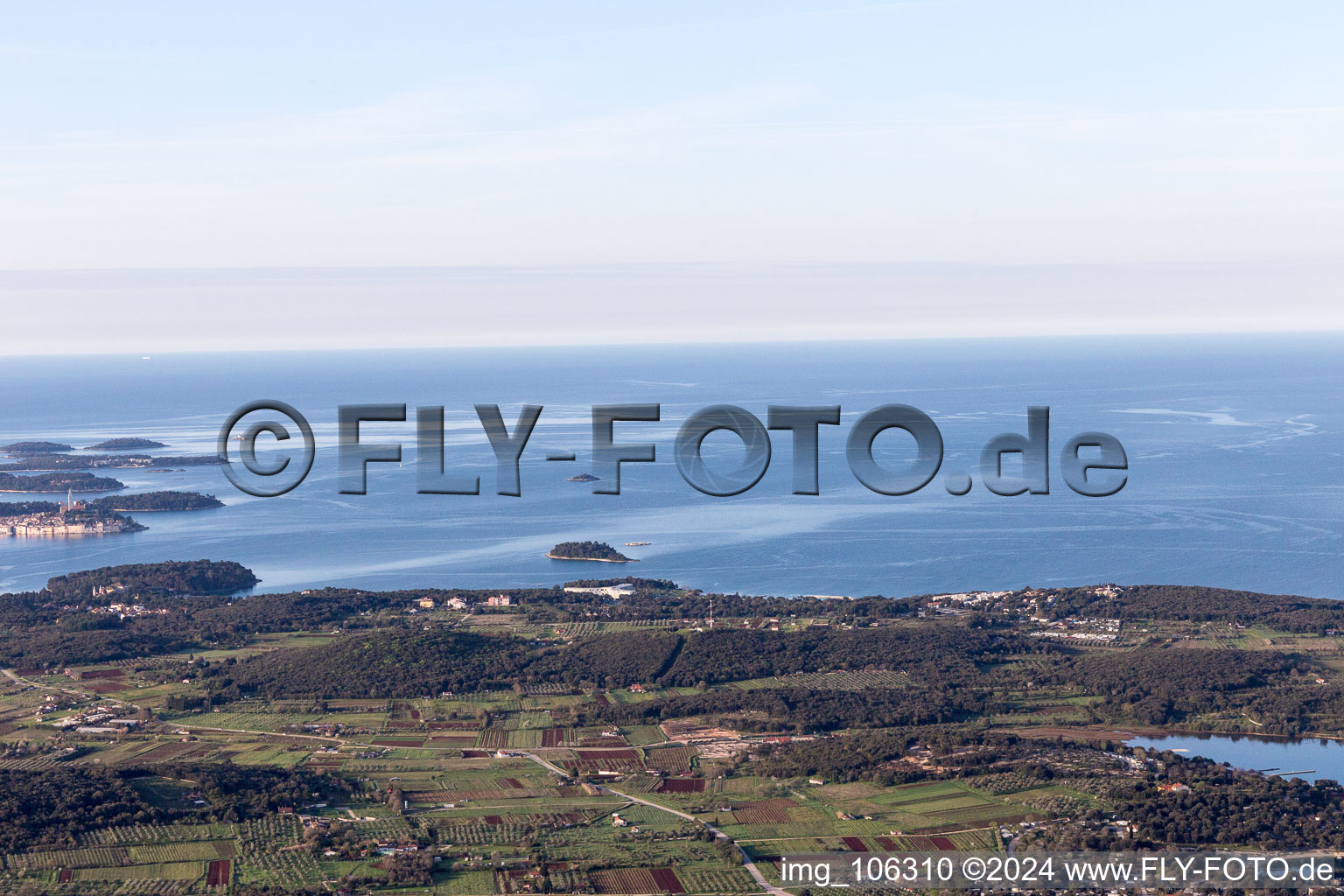 Aerial view of Vrsar in the state Gespanschaft Istrien, Croatia