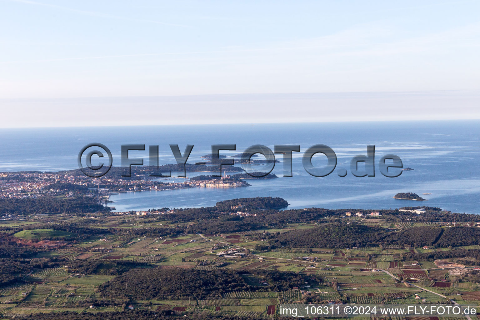 Aerial photograpy of Vrsar in the state Gespanschaft Istrien, Croatia