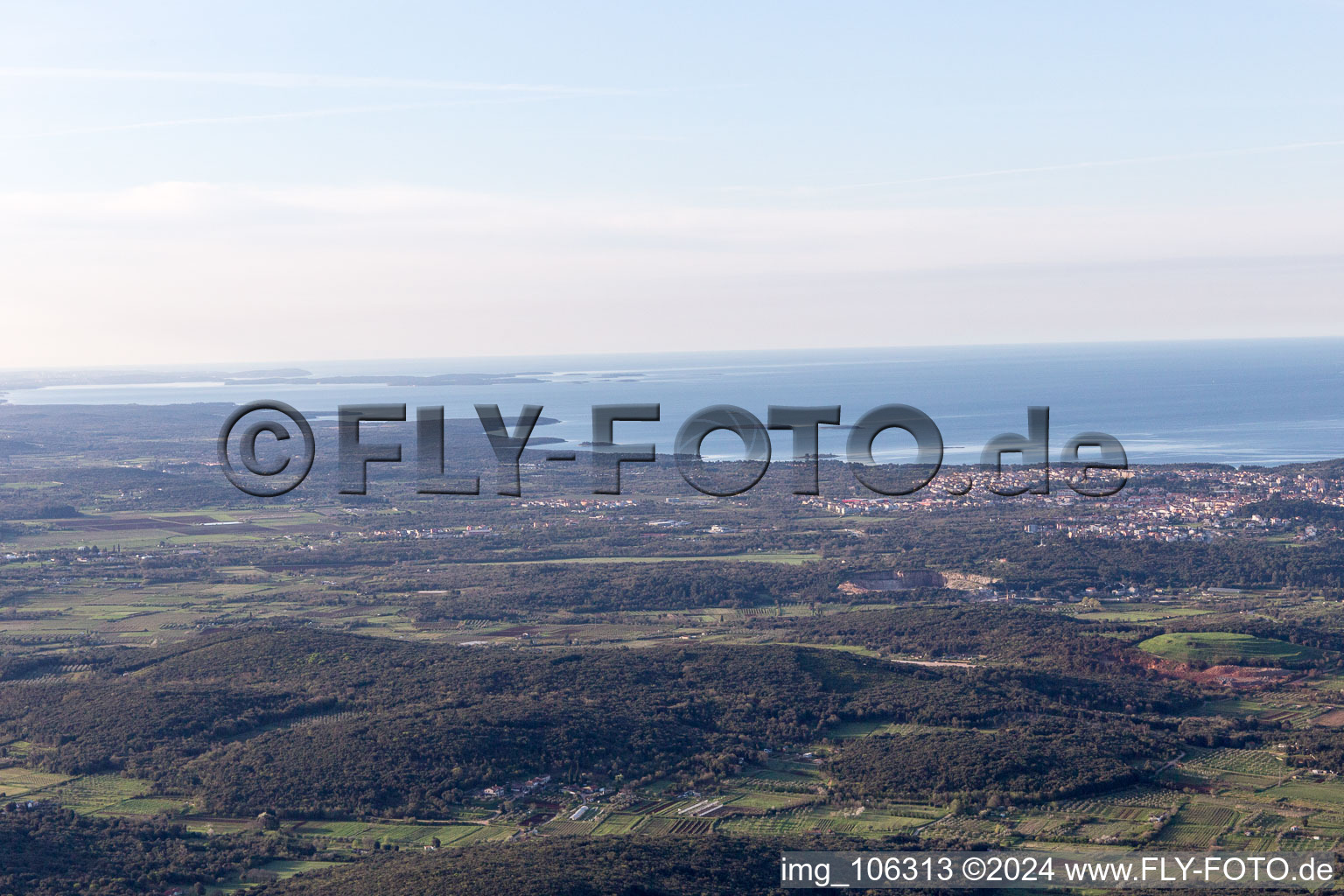 Vrsar in the state Gespanschaft Istrien, Croatia from above