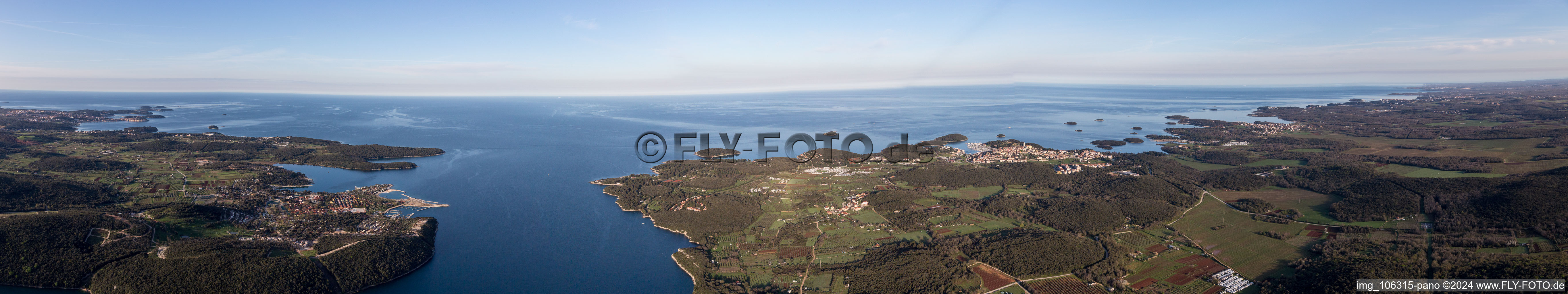 Aerial photograpy of Panorama in Vrsar in the state Gespanschaft Istrien, Croatia