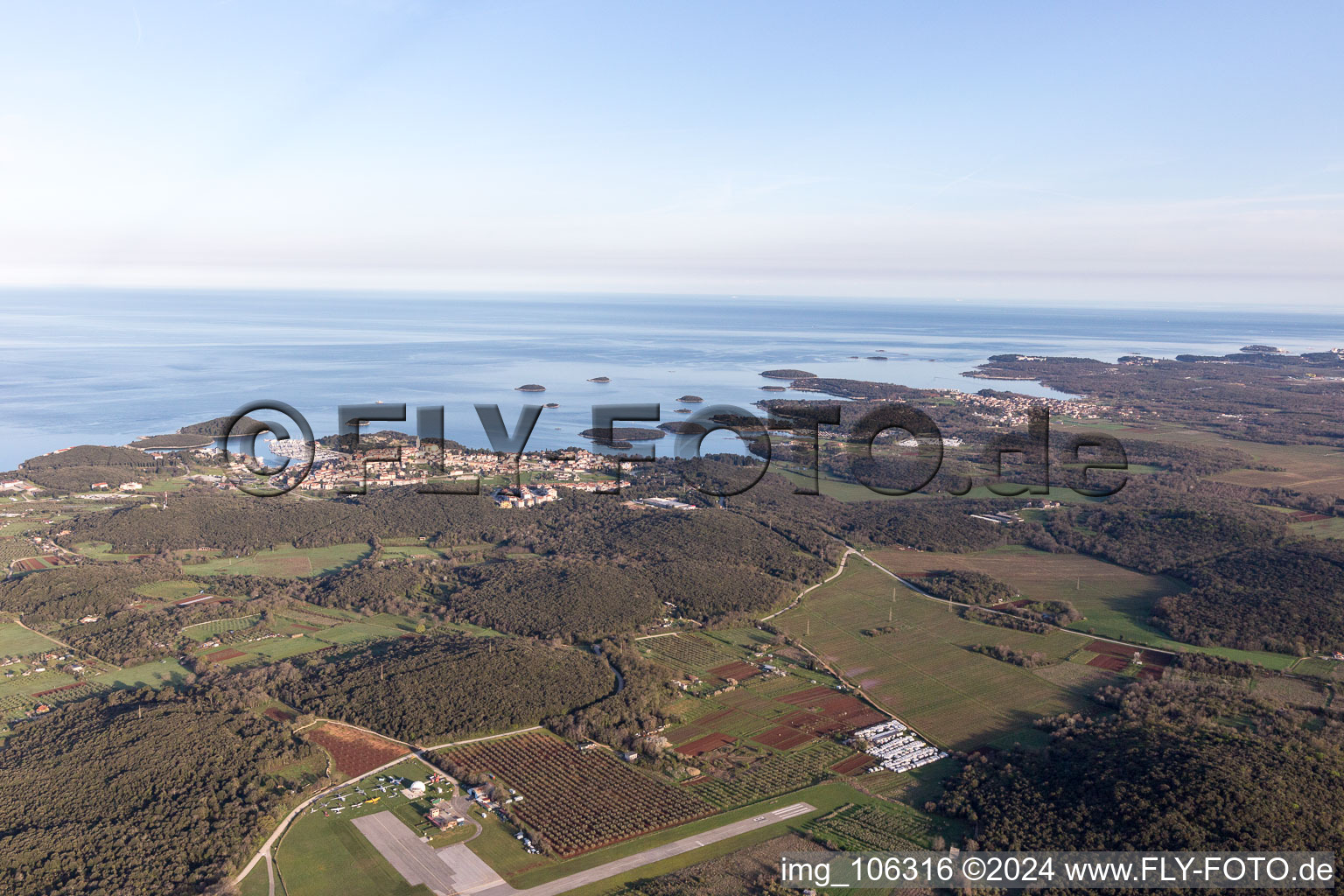 Vrsar in the state Gespanschaft Istrien, Croatia from the plane