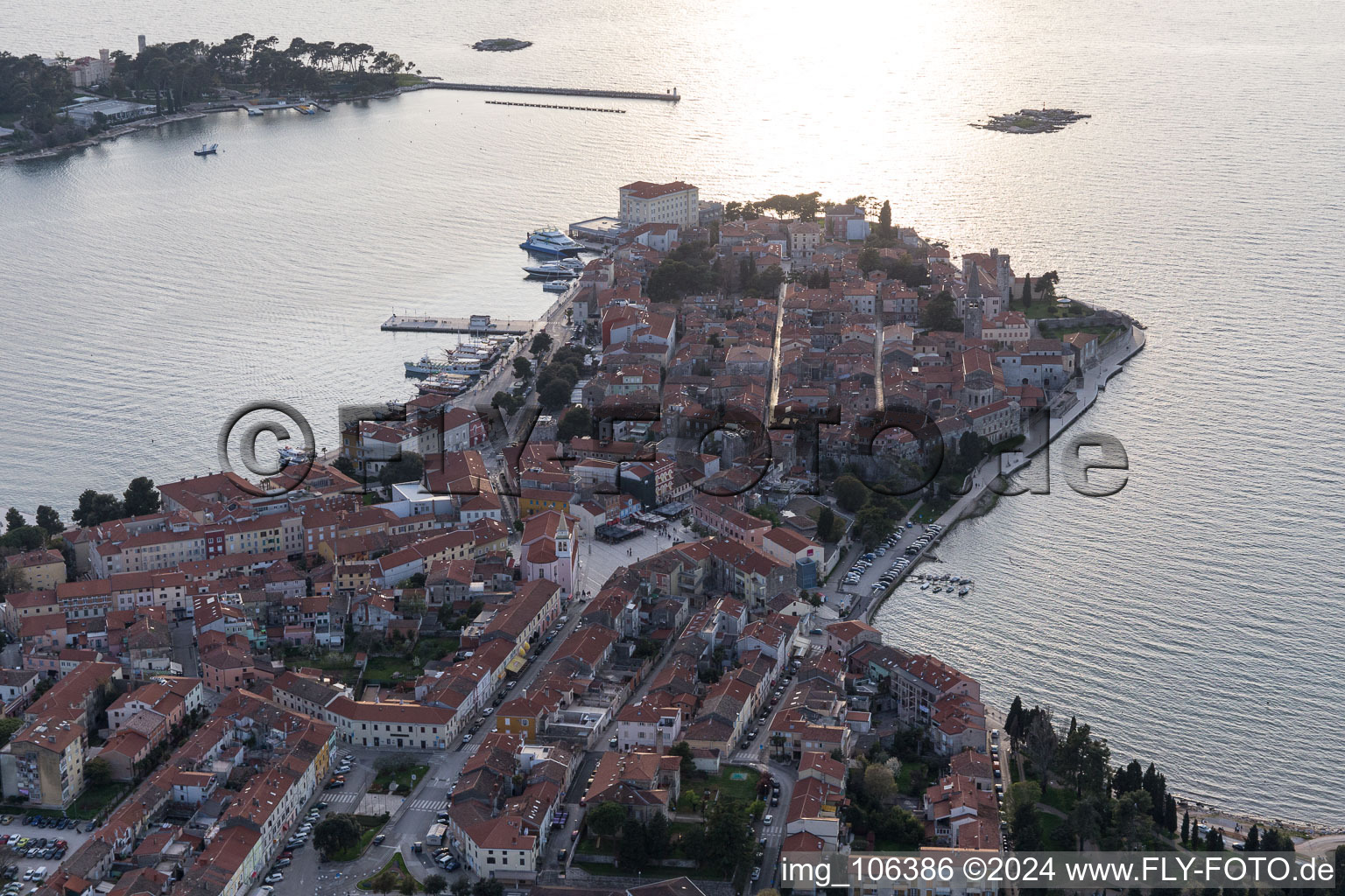 Poreč in the state Gespanschaft Istrien, Croatia from the drone perspective