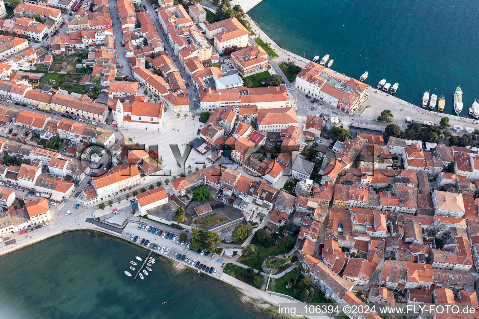 Oblique view of Poreč in the state Gespanschaft Istrien, Croatia