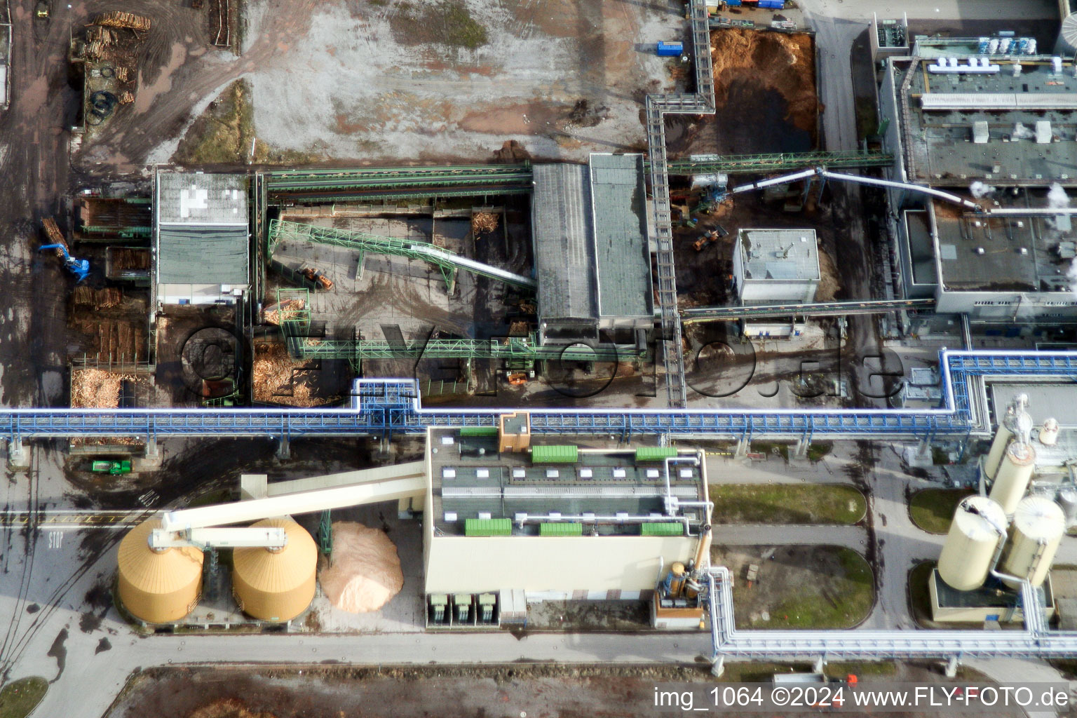 Oblique view of Stora Enso Paper Mill in the district Knielingen in Karlsruhe in the state Baden-Wuerttemberg, Germany