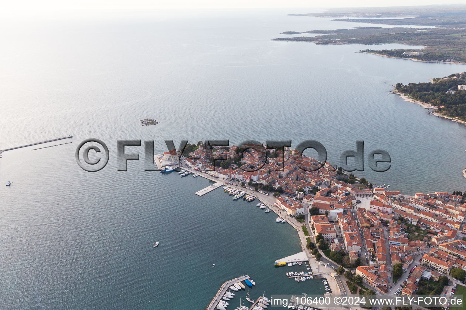 Poreč in the state Gespanschaft Istrien, Croatia from the plane