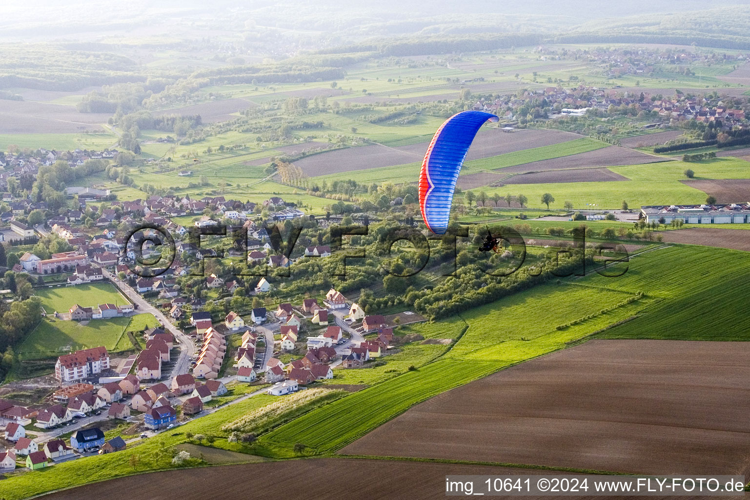 Drone image of Hohwiller in the state Bas-Rhin, France