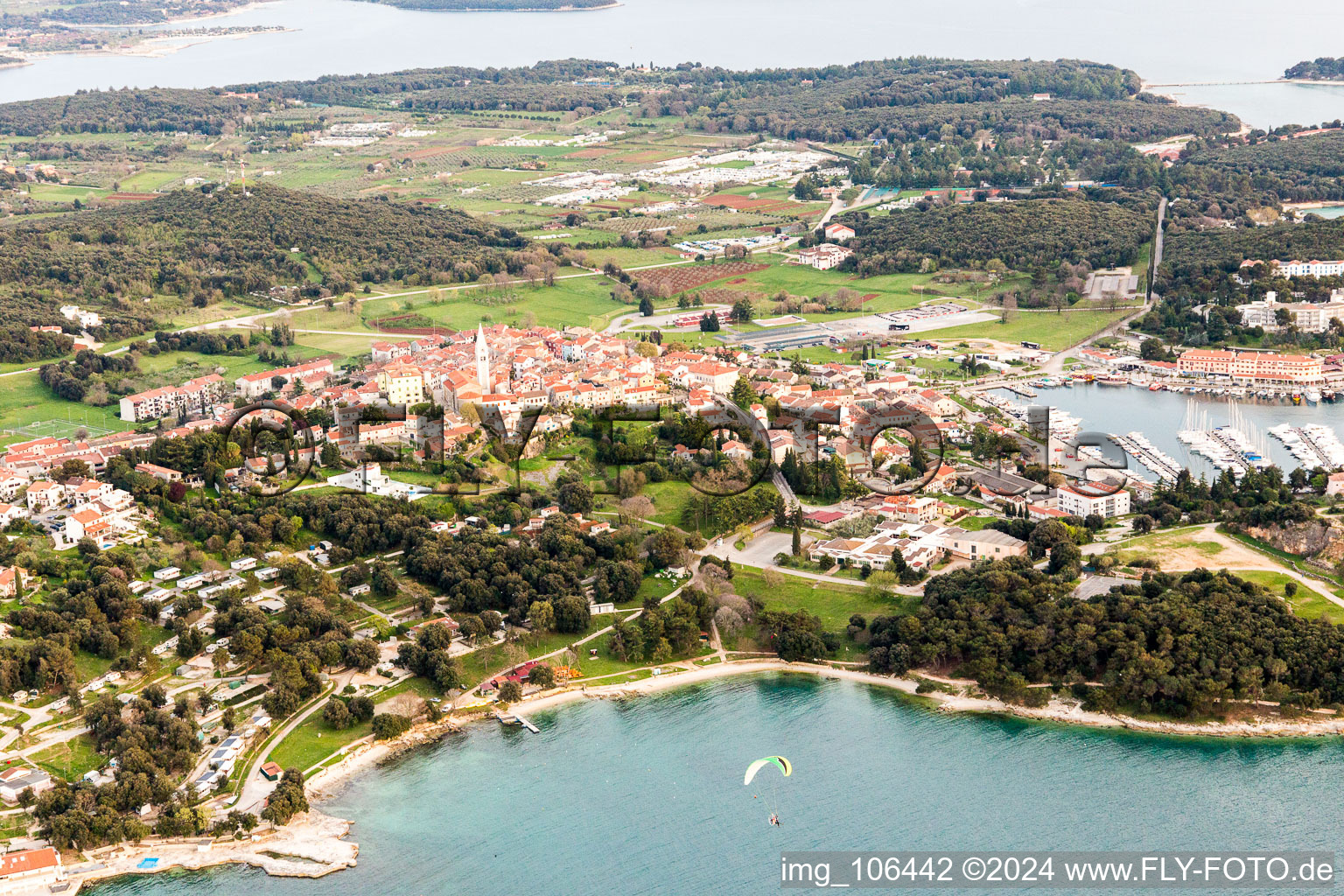 Aerial view of Stancija Valkanela in the state Gespanschaft Istrien, Croatia