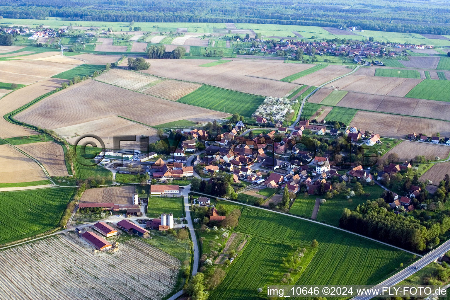 Aerial photograpy of Reimerswiller in the state Bas-Rhin, France