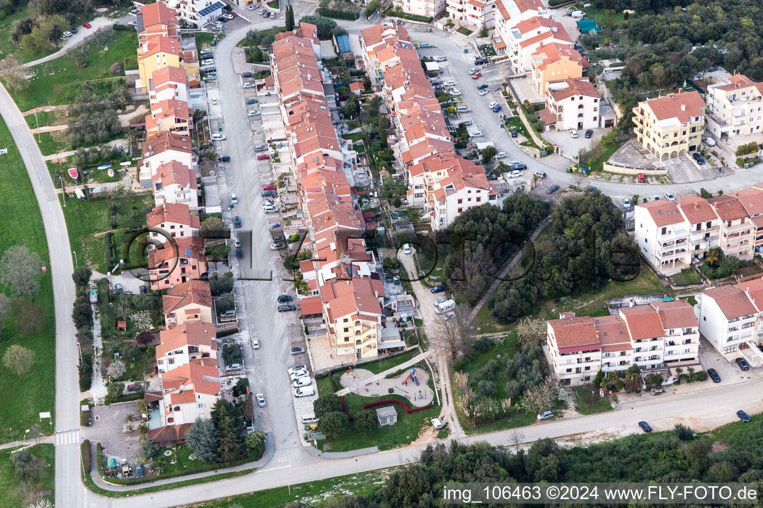 Aerial view of Vrsar in the state Gespanschaft Istrien, Croatia