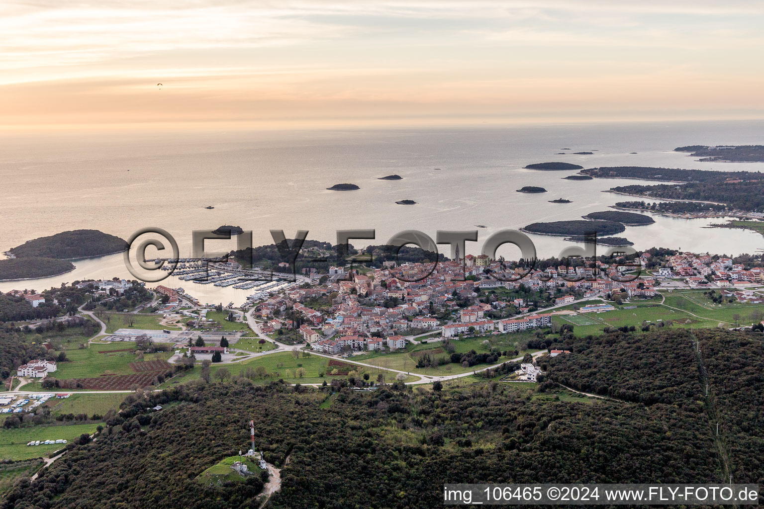 Oblique view of Vrsar in the state Gespanschaft Istrien, Croatia