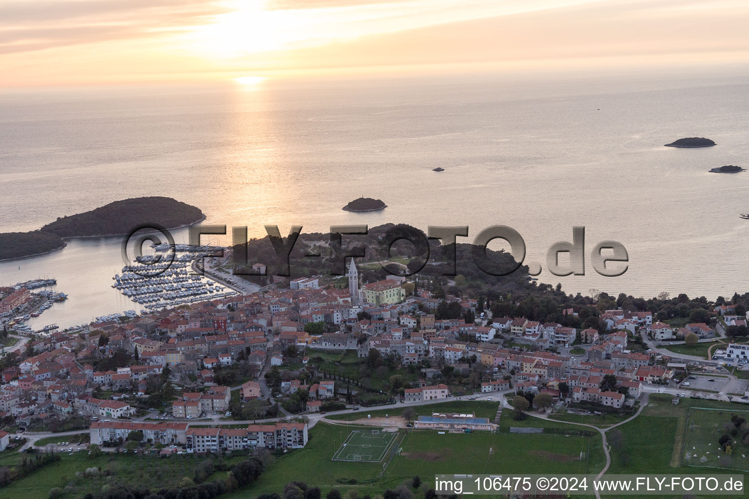 Vrsar in the state Gespanschaft Istrien, Croatia from above