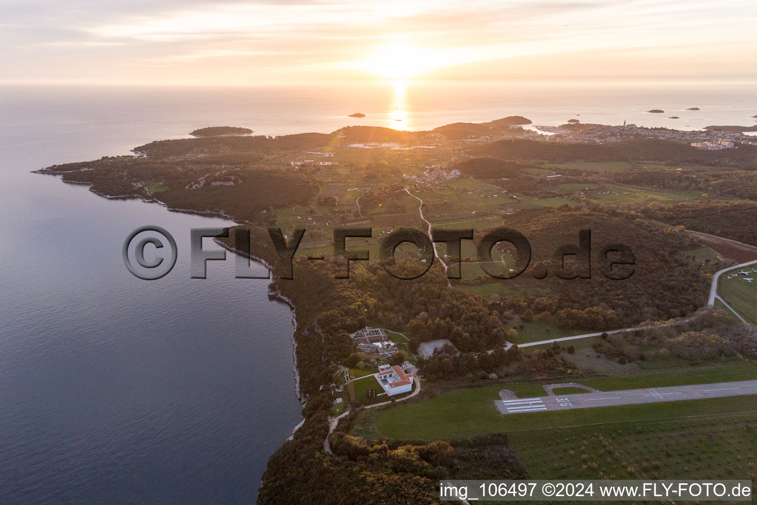 Vrsar in the state Gespanschaft Istrien, Croatia from above