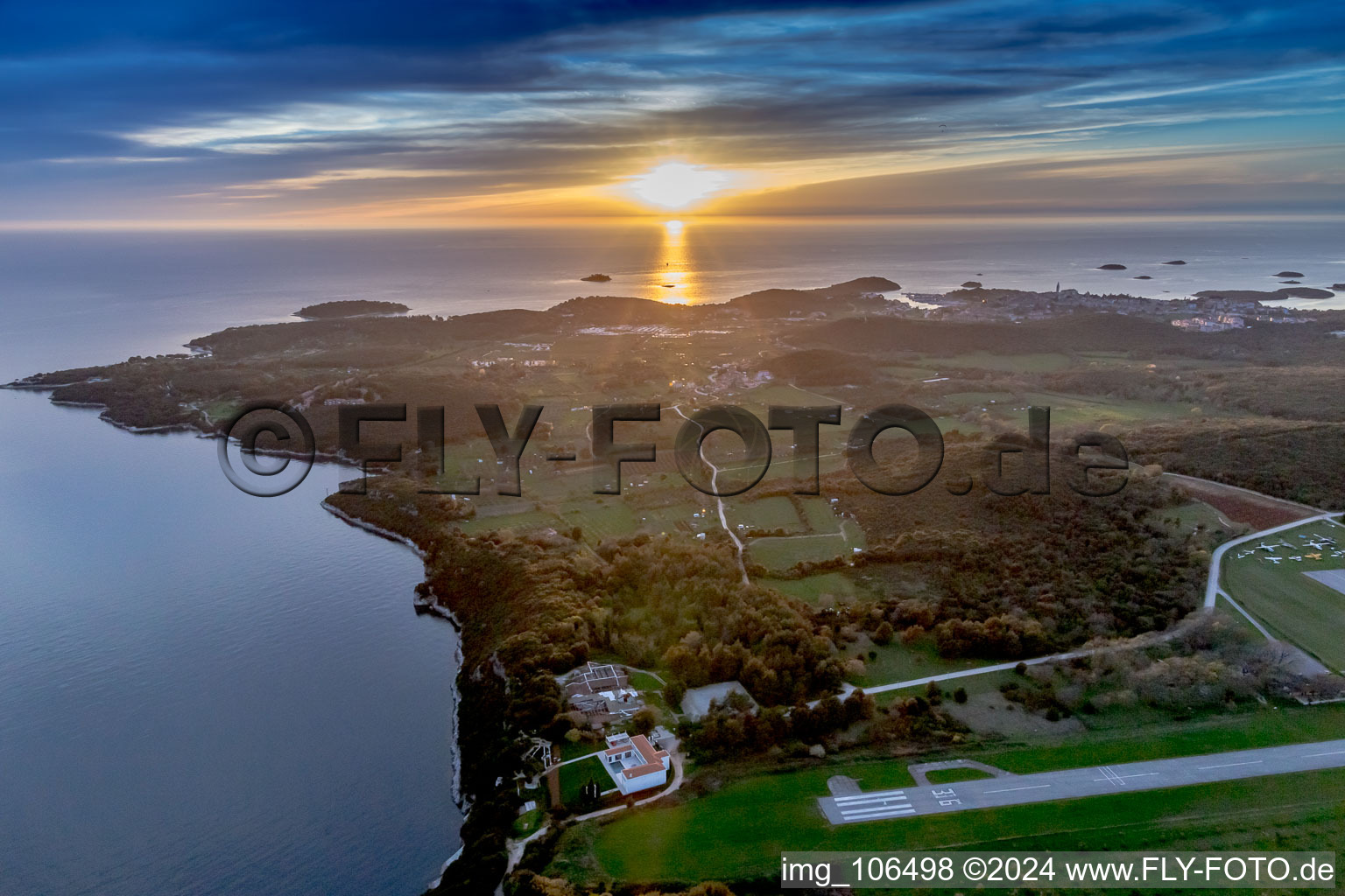 Sunset Reflection on the water surface of the Adriatic sea in Vrsar in Istria- Istarska zupanija, Croatia